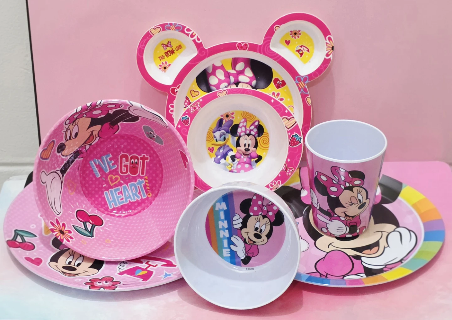 Minnie Mouse Toddler Girl Plate, Bowl, and Cup Set