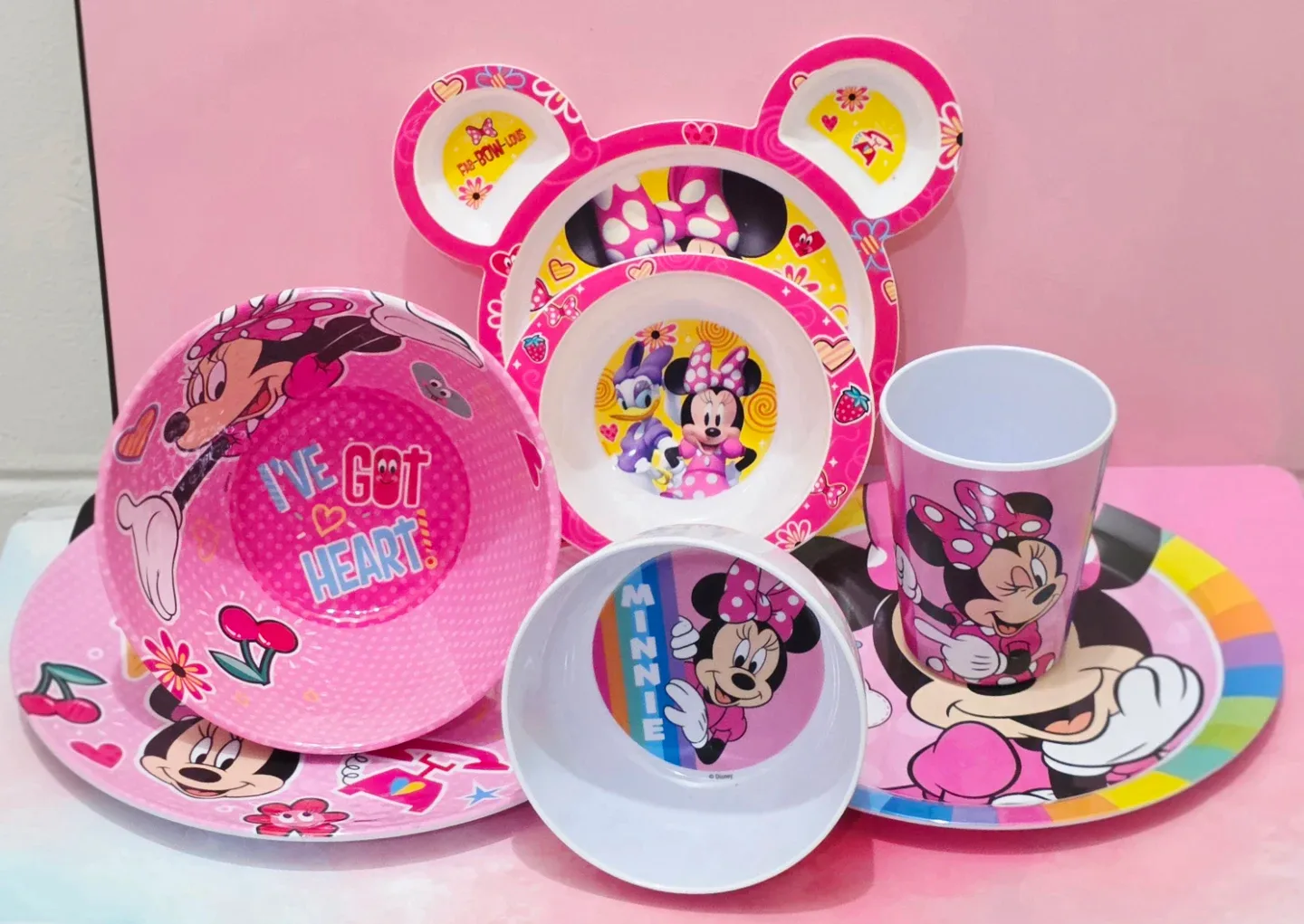 Minnie Mouse Toddler Girl Plate, Bowl, and Cup Set