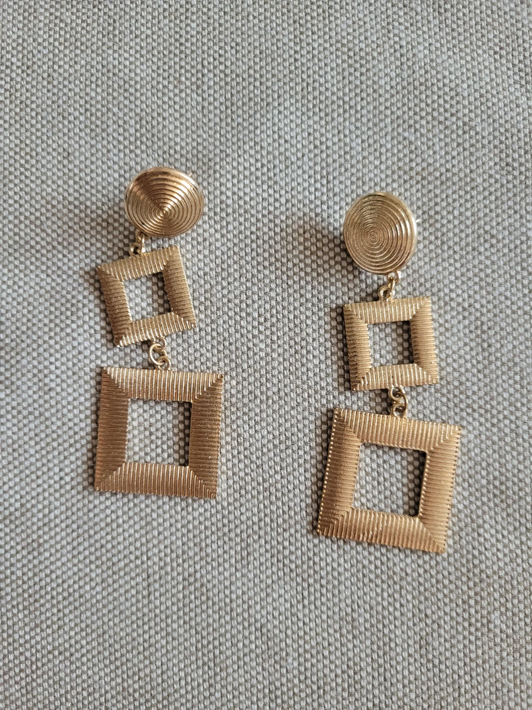 Gold Tone Geometric Drop Earrings
