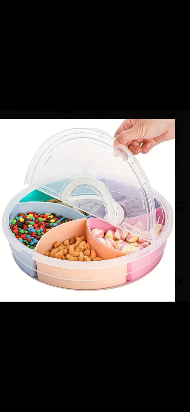 Clear Plastic Divided Snack Container with Lid