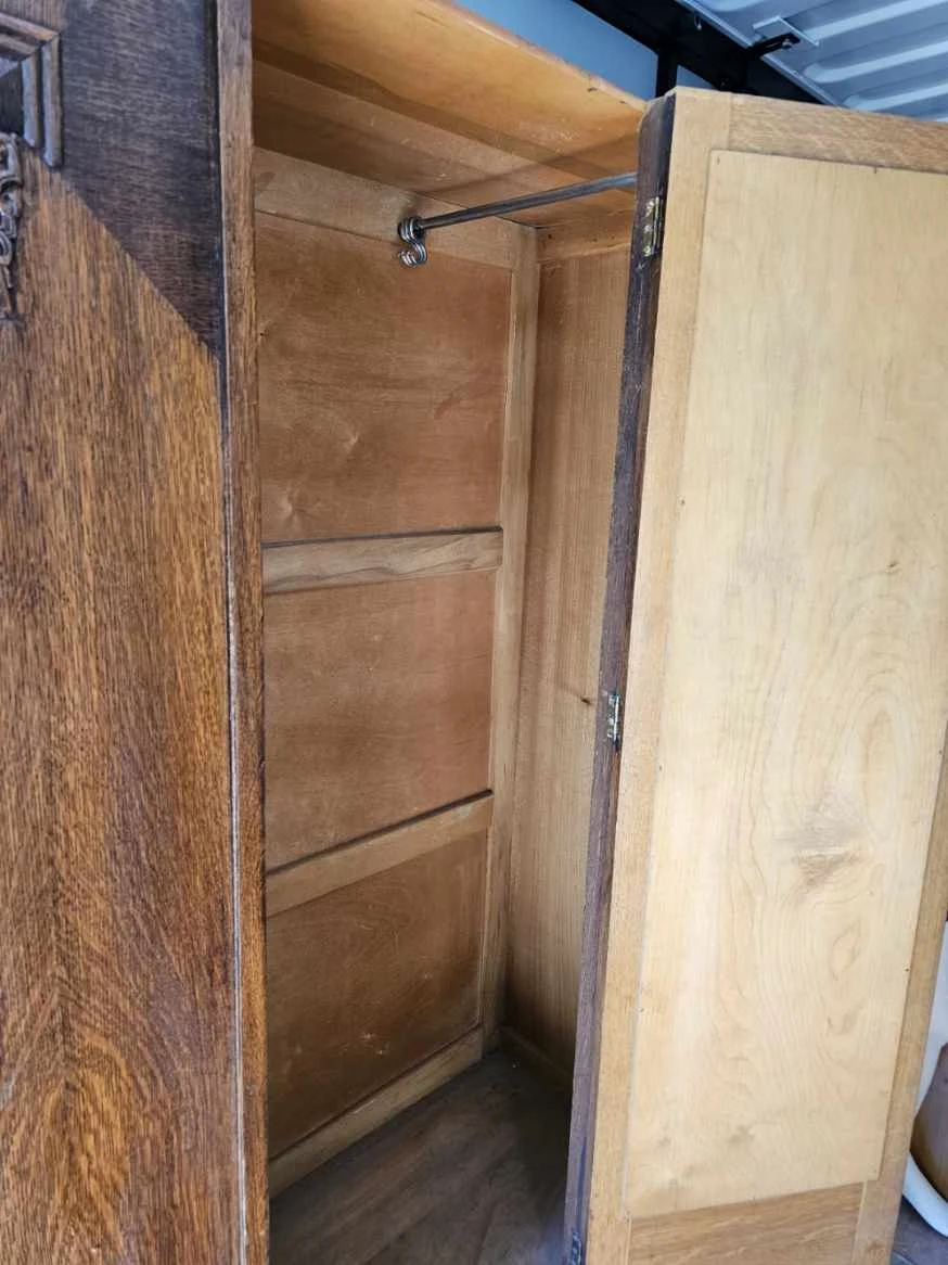 Antique Wood Wardrobe Armoire with Mirror - photo 5