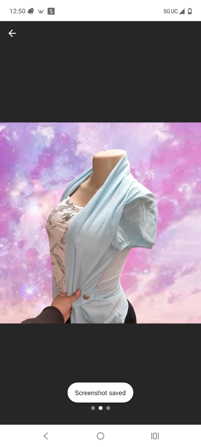 Light Blue Cardigan with Silver Print Top - photo 2