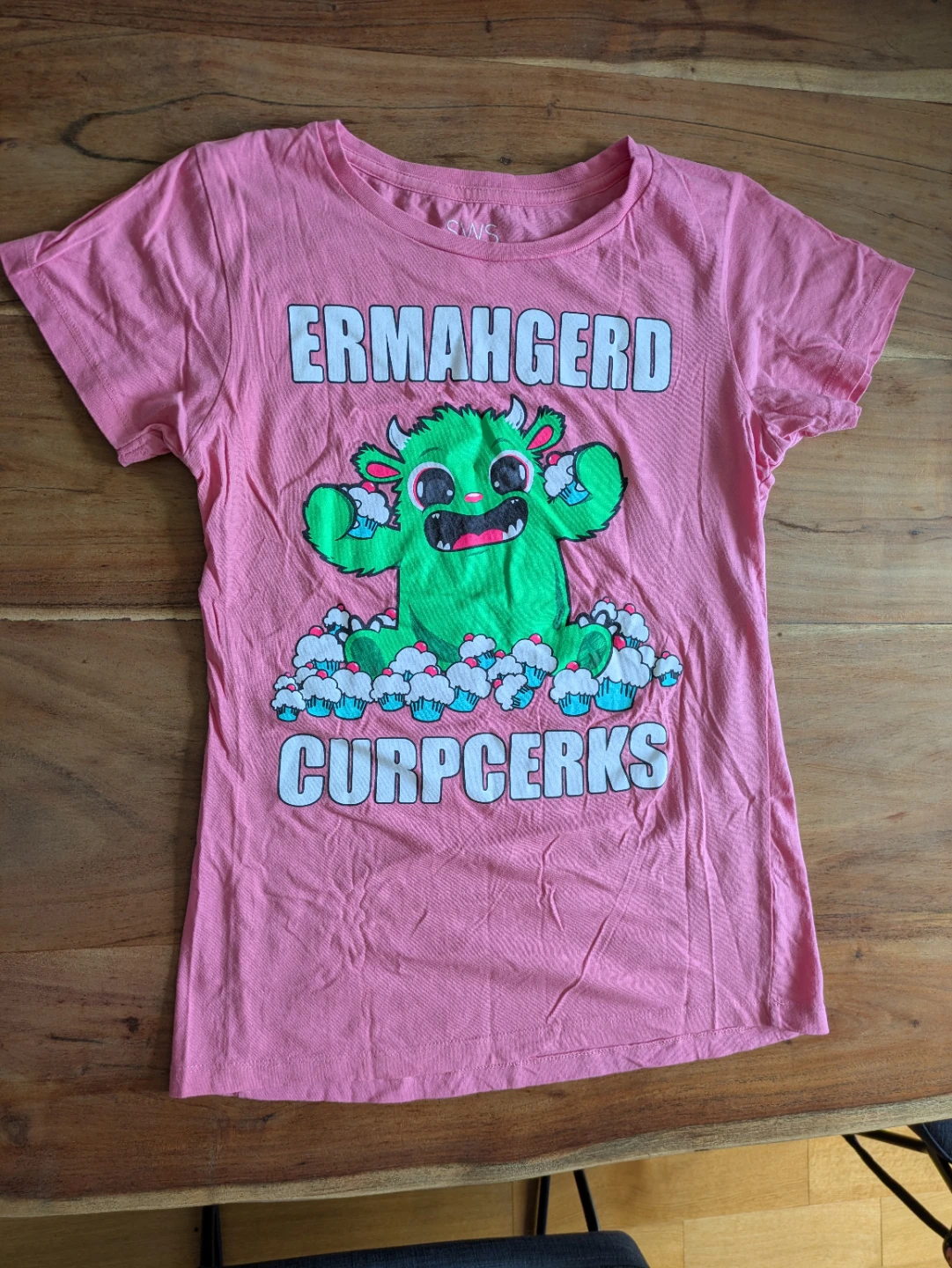 Girls' Pink Ermahgerd Cupcake Monster T-Shirt