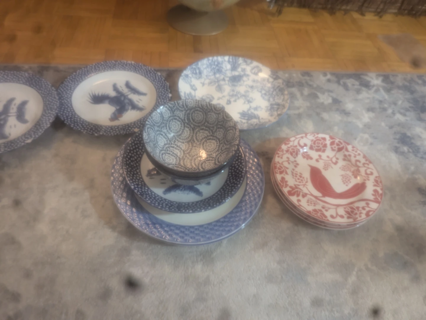 Set of decorative plates and bowls