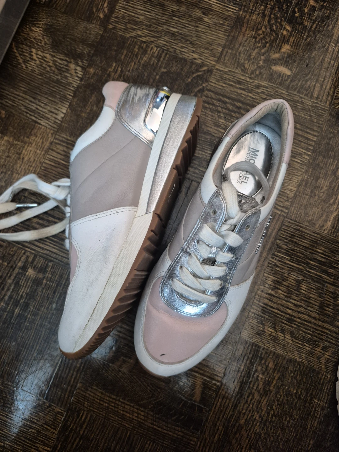 MICHAEL Michael Kors Allie Wrap Trainer Sneakers Pink Silver