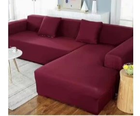 L-Shaped Sectional Sofa Cover - Burgundy
