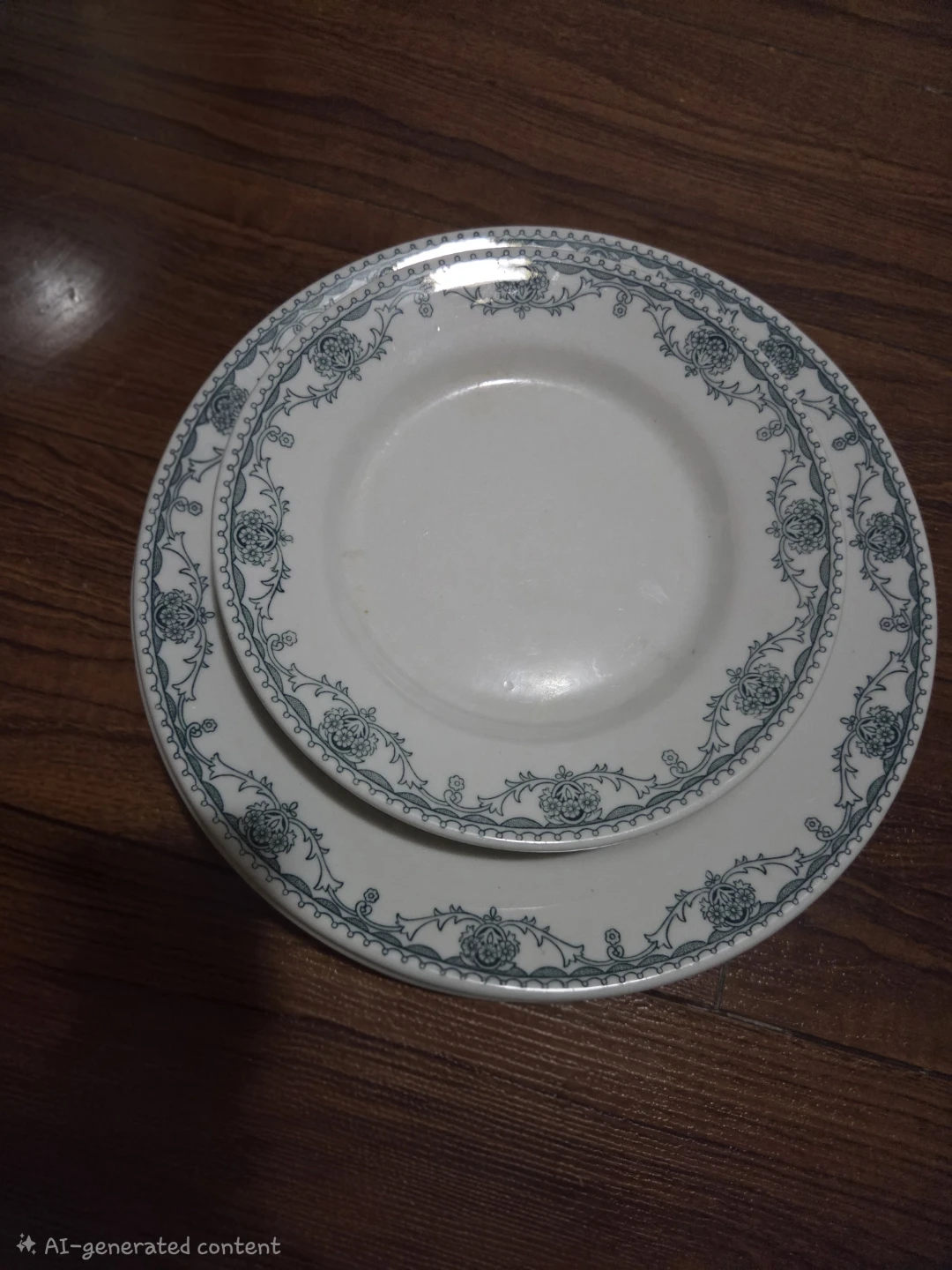 Set of 5 Small Plates with Green Pattern - photo 3