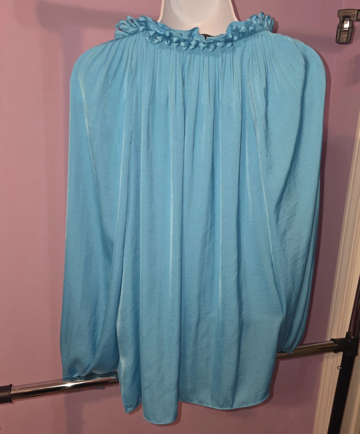 Kobi Halperin Blue Polyester Ruffled Blouse - Size M - photo 2