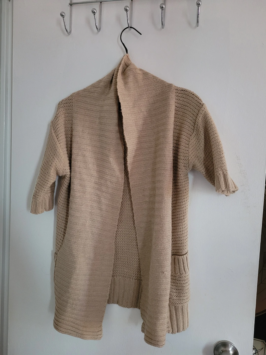 Women's Beige Knit Cardigan Sweater
