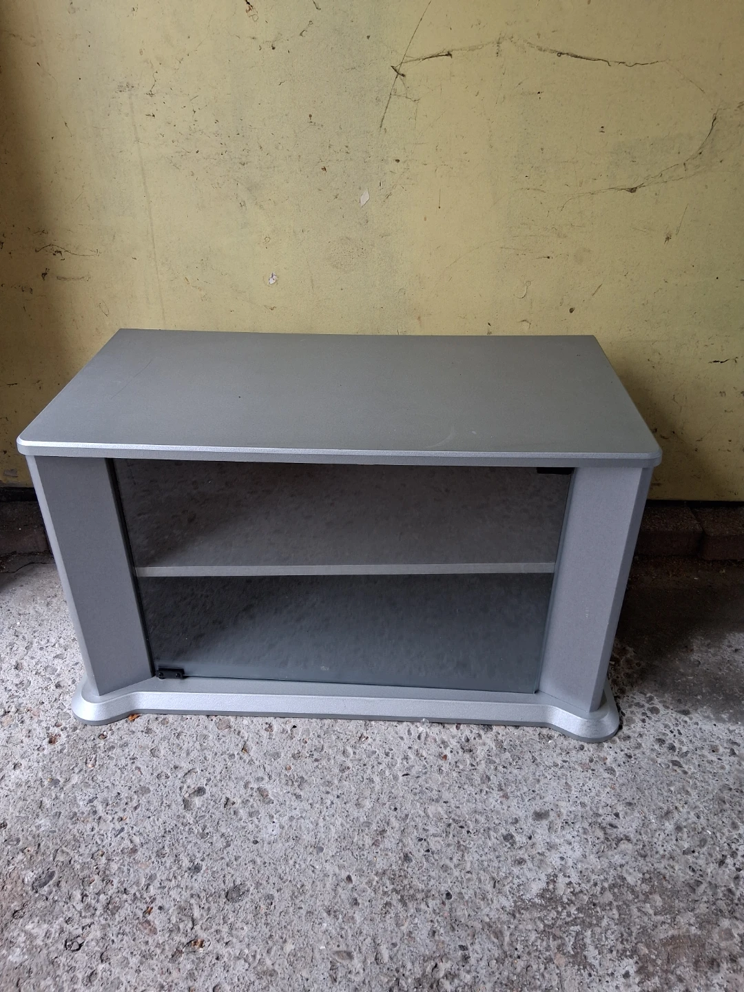 Grey TV Stand with Glass Door