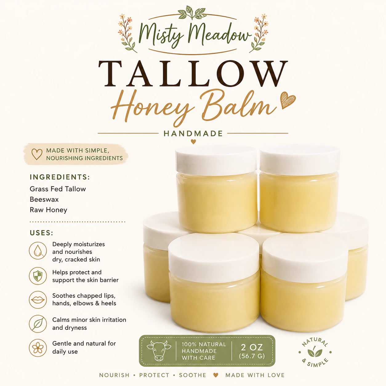 Tallow Honey Balm - 2 oz