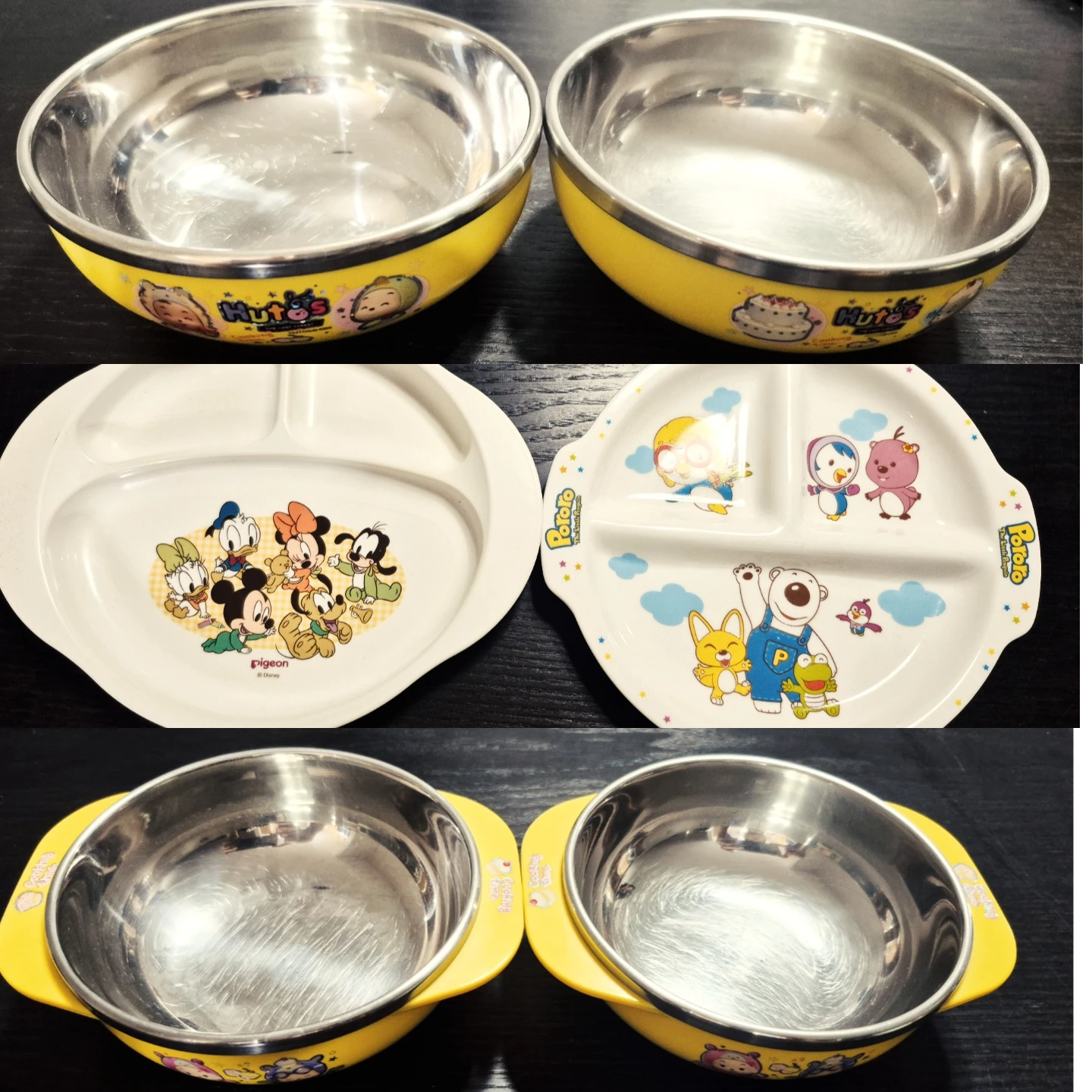 4 Piece Kids Stainless Steel Bowl Set & 2 Divided Plates