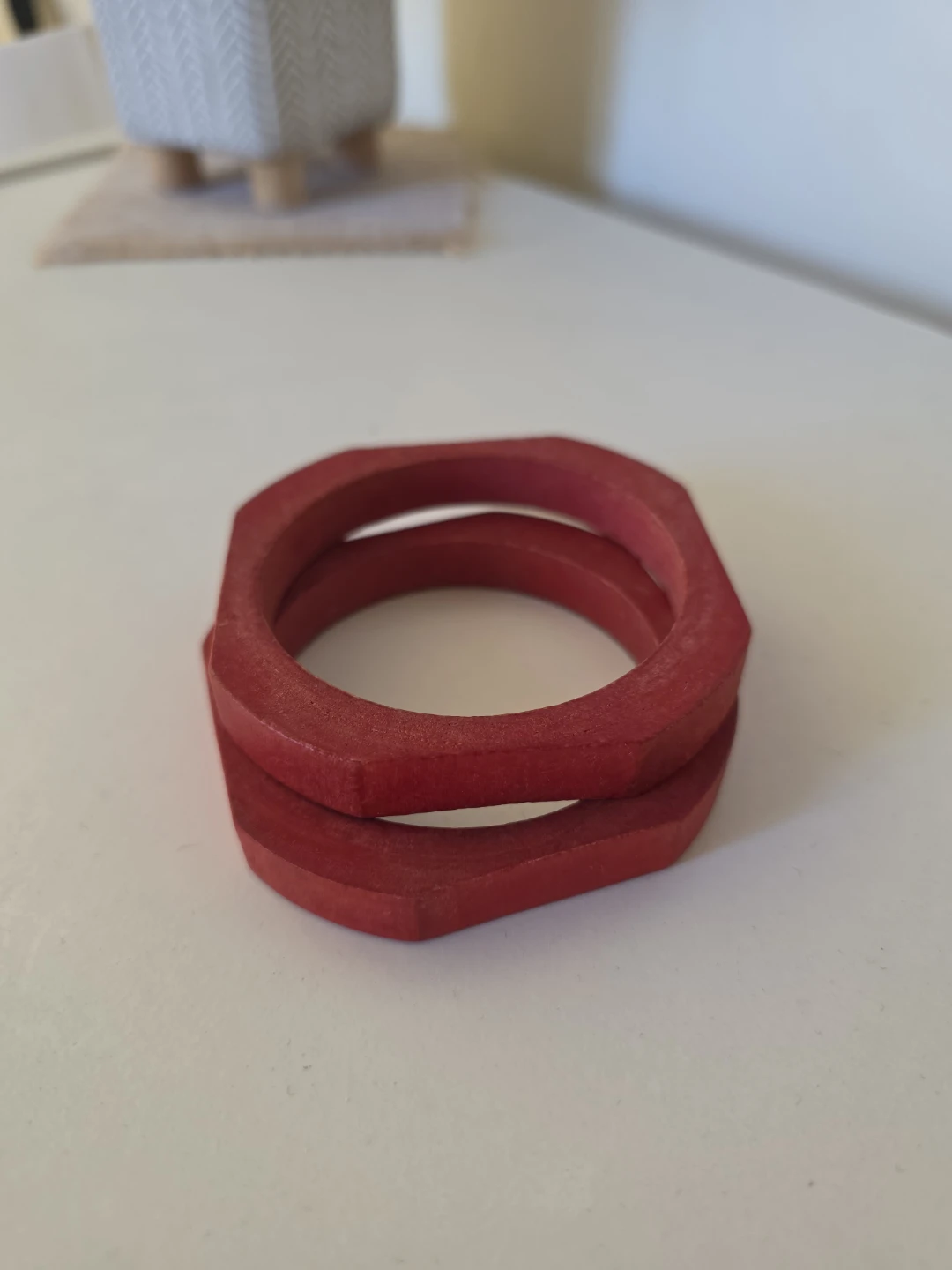 Red Wooden Bangles (Set of 2) - photo 3