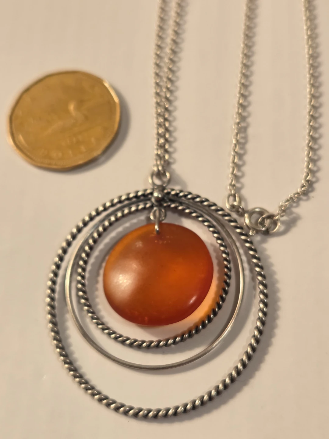 Real amber stone and sterling  silver  chain - photo 2