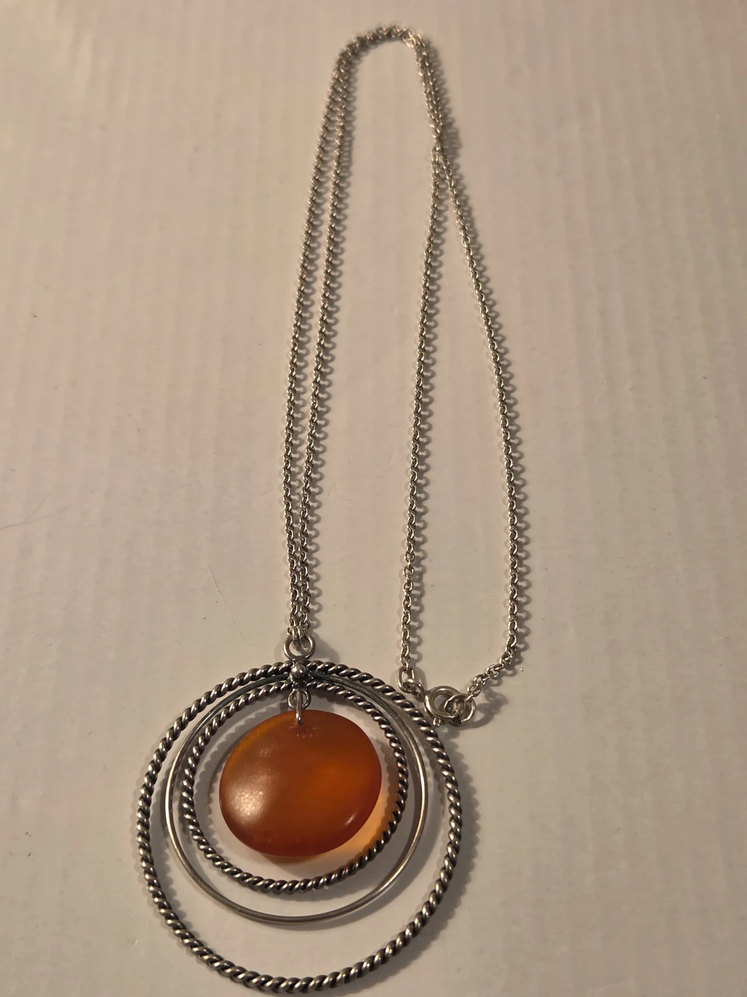 Real amber stone and sterling  silver  chain - photo 3
