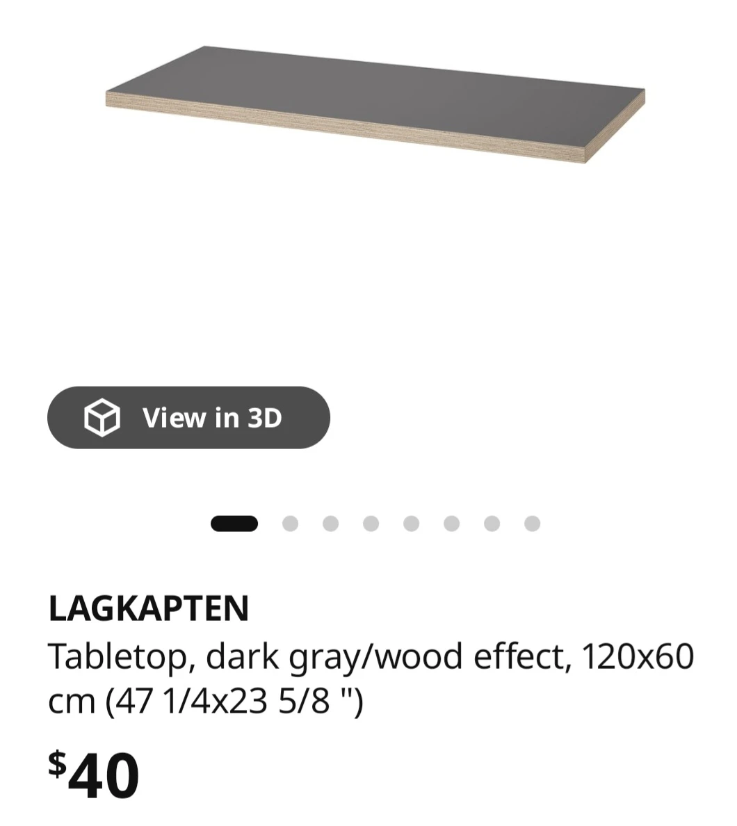 IKEA LAGKAPTEN Tabletop Dark Gray with 4 legs. - photo 4