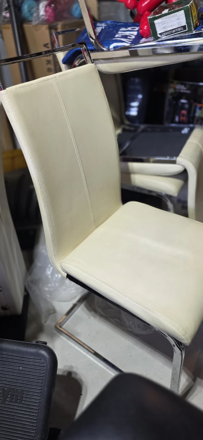 Cream Faux Leather Dining Chair - photo 2
