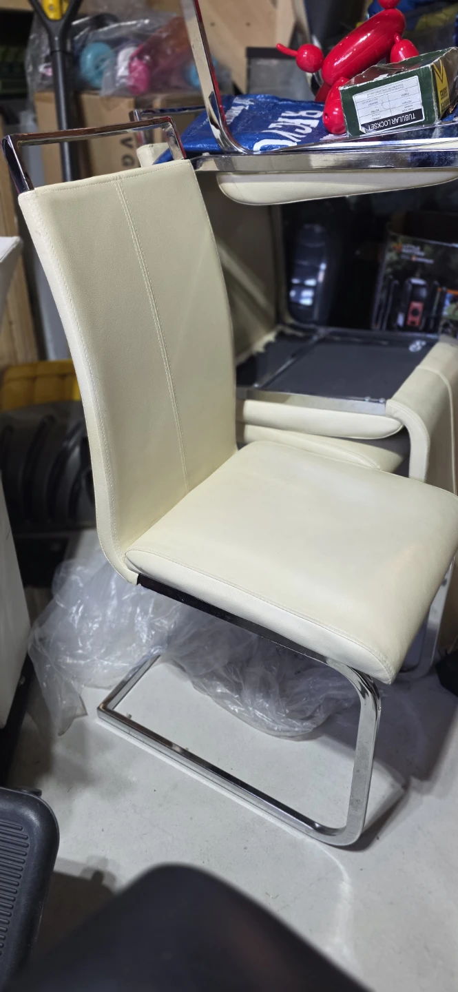 Cream Faux Leather Dining Chair - photo 3