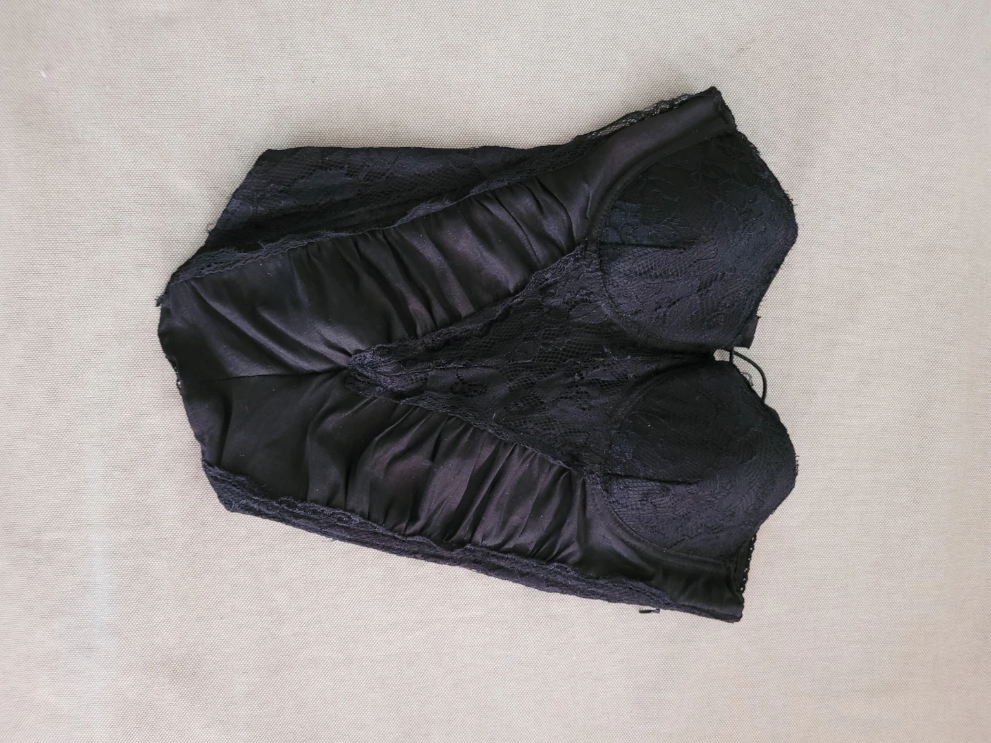 Black Corset Top with Lace Trim