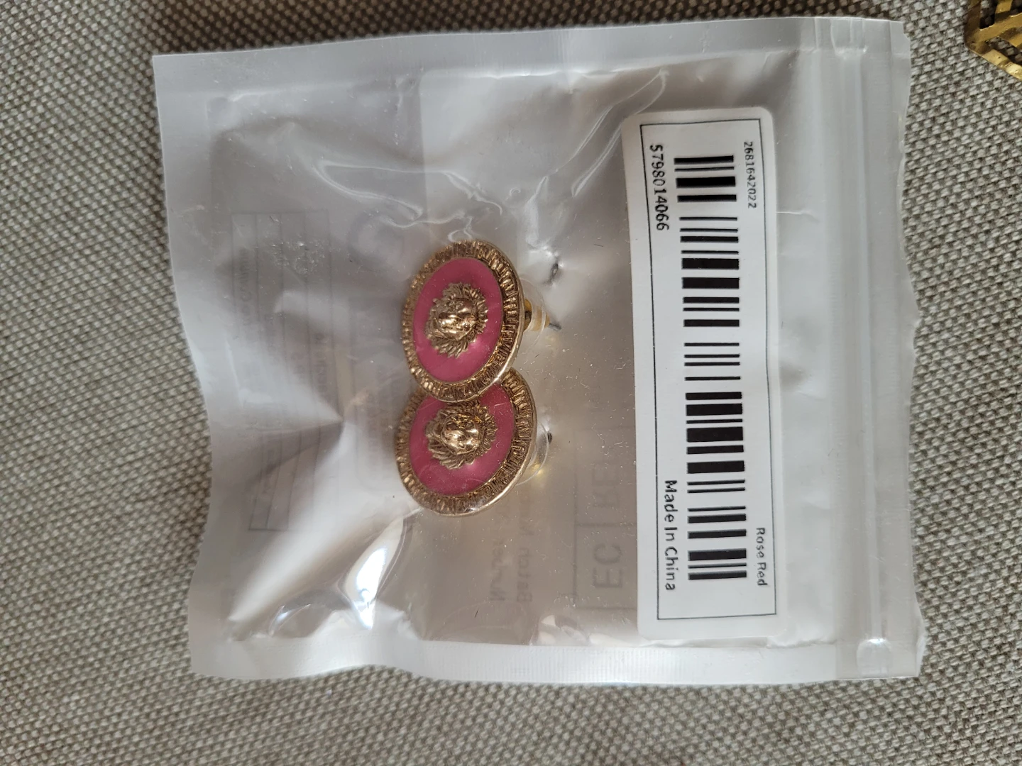 Rose Red Lion Head Stud Earrings