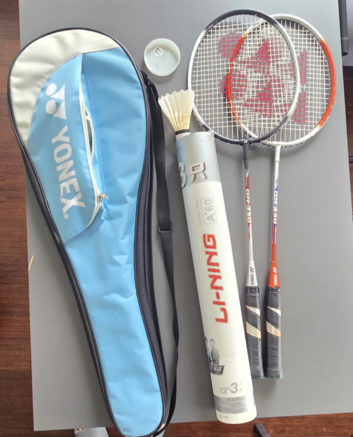 Yonex and Li-Ning Badminton Rackets with Shuttlecocks