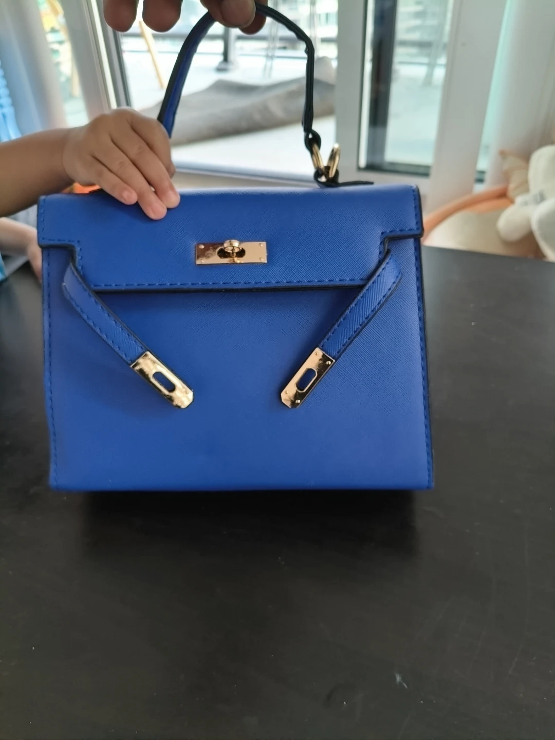 Blue Structured Handbag