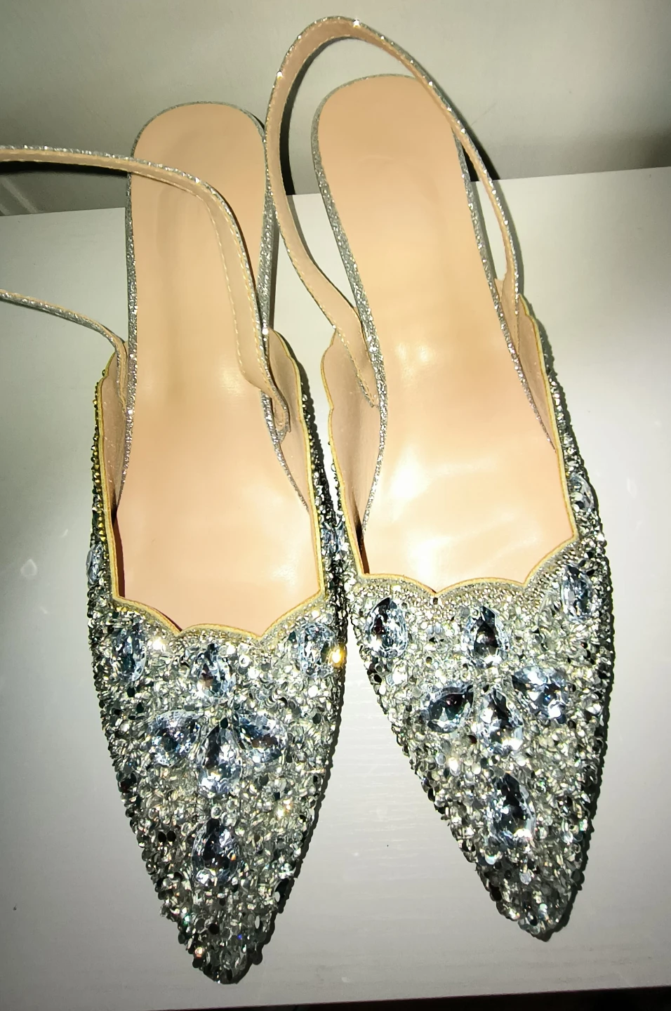Women's Sz. 10 Sparkly Slingback Ice Cube Style Kitten Heels - photo 3