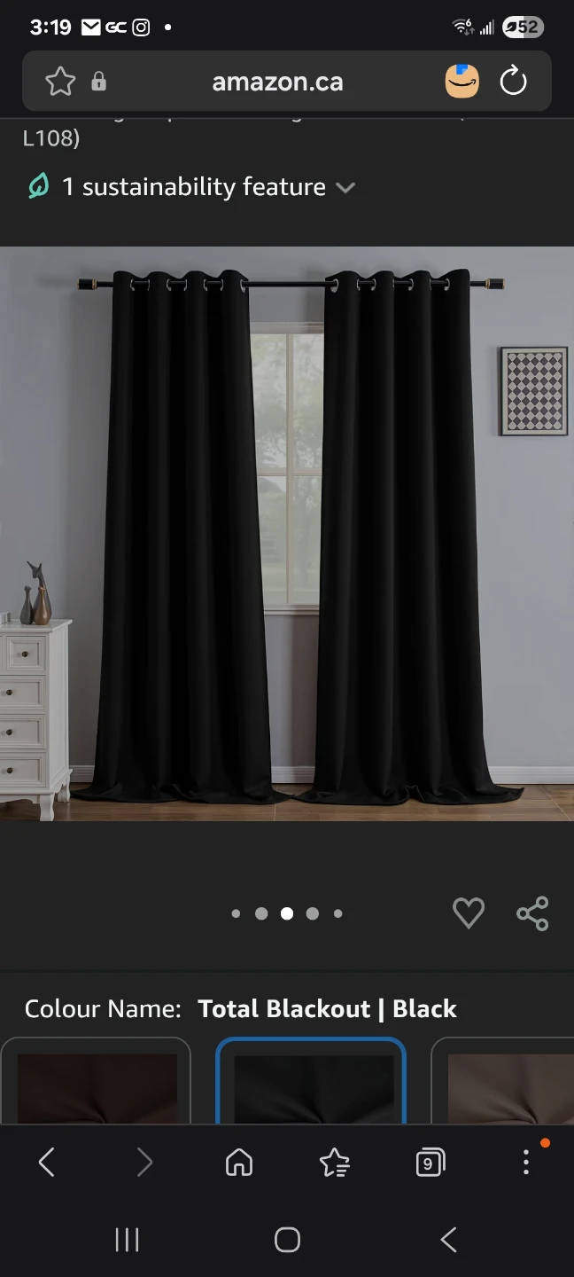 Black Blackout Curtains 108 Inch long x52" brand new