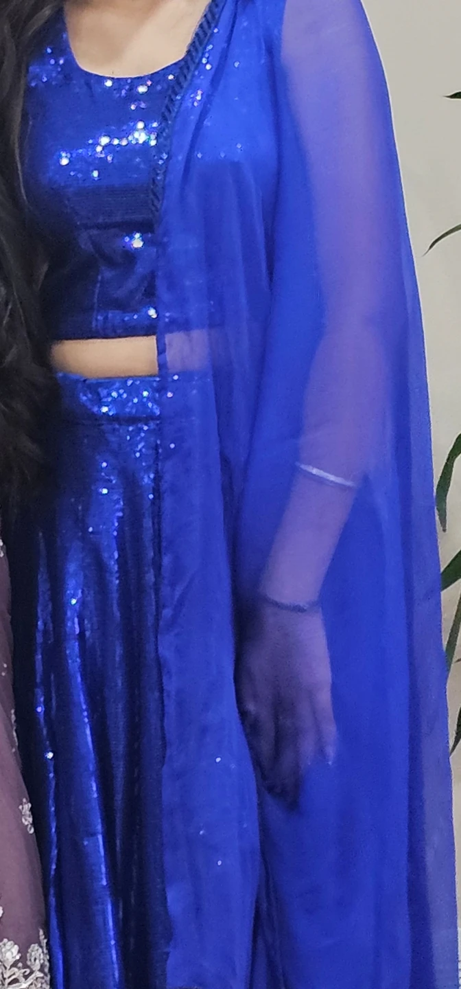 Royal Blue Sequin Lehenga Choli with Dupatta
