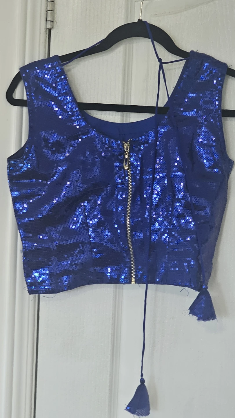 Royal Blue Sequin Lehenga Choli with Dupatta - photo 3