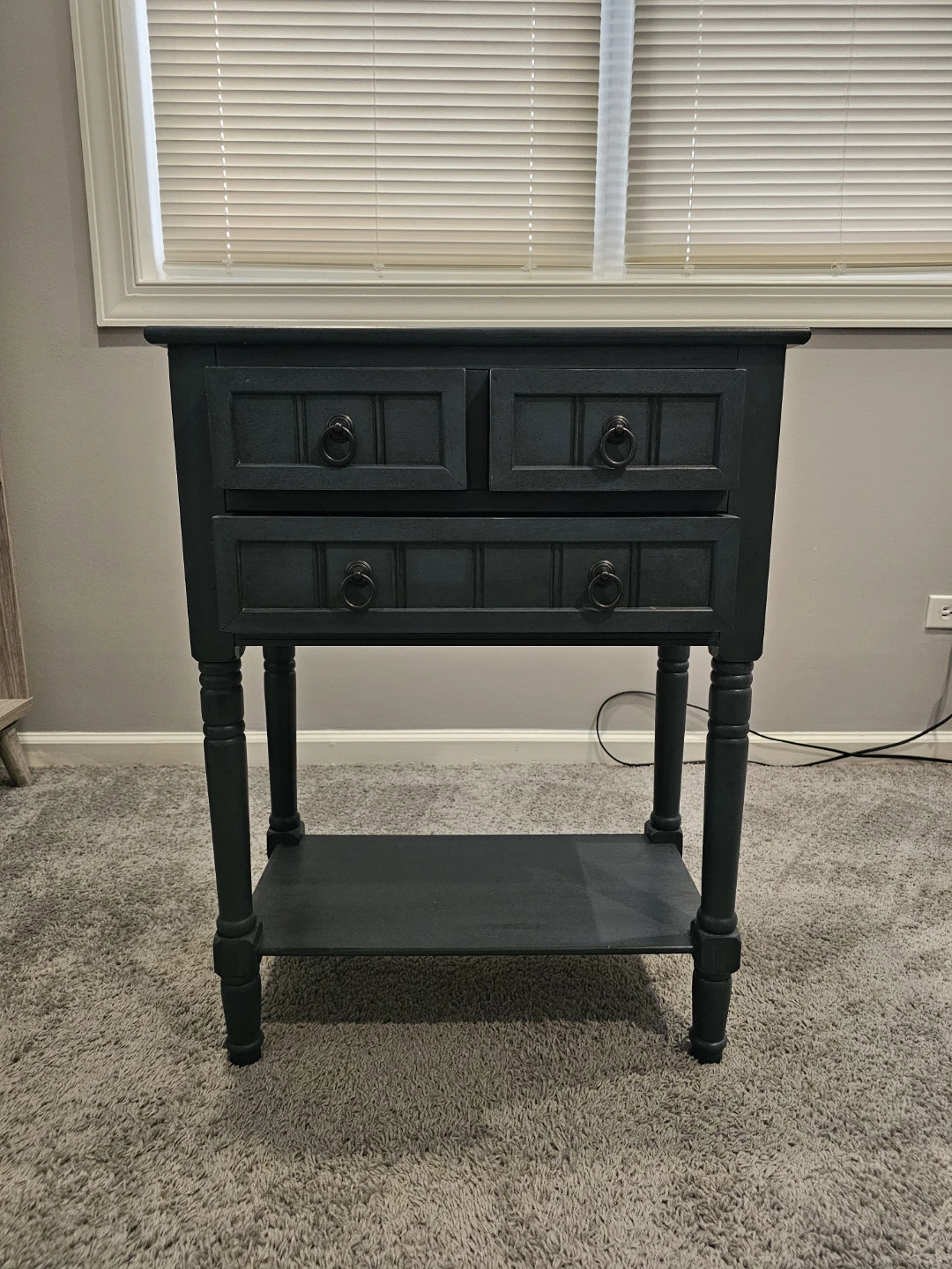 Gray 4-Drawer Side Table with Shelf - photo 2