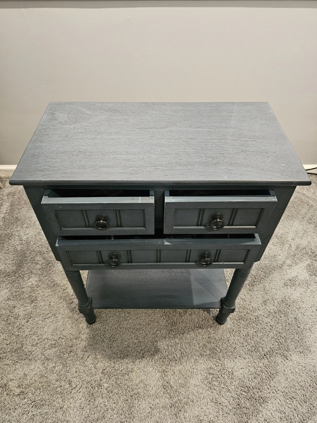 Gray 4-Drawer Side Table with Shelf - photo 4