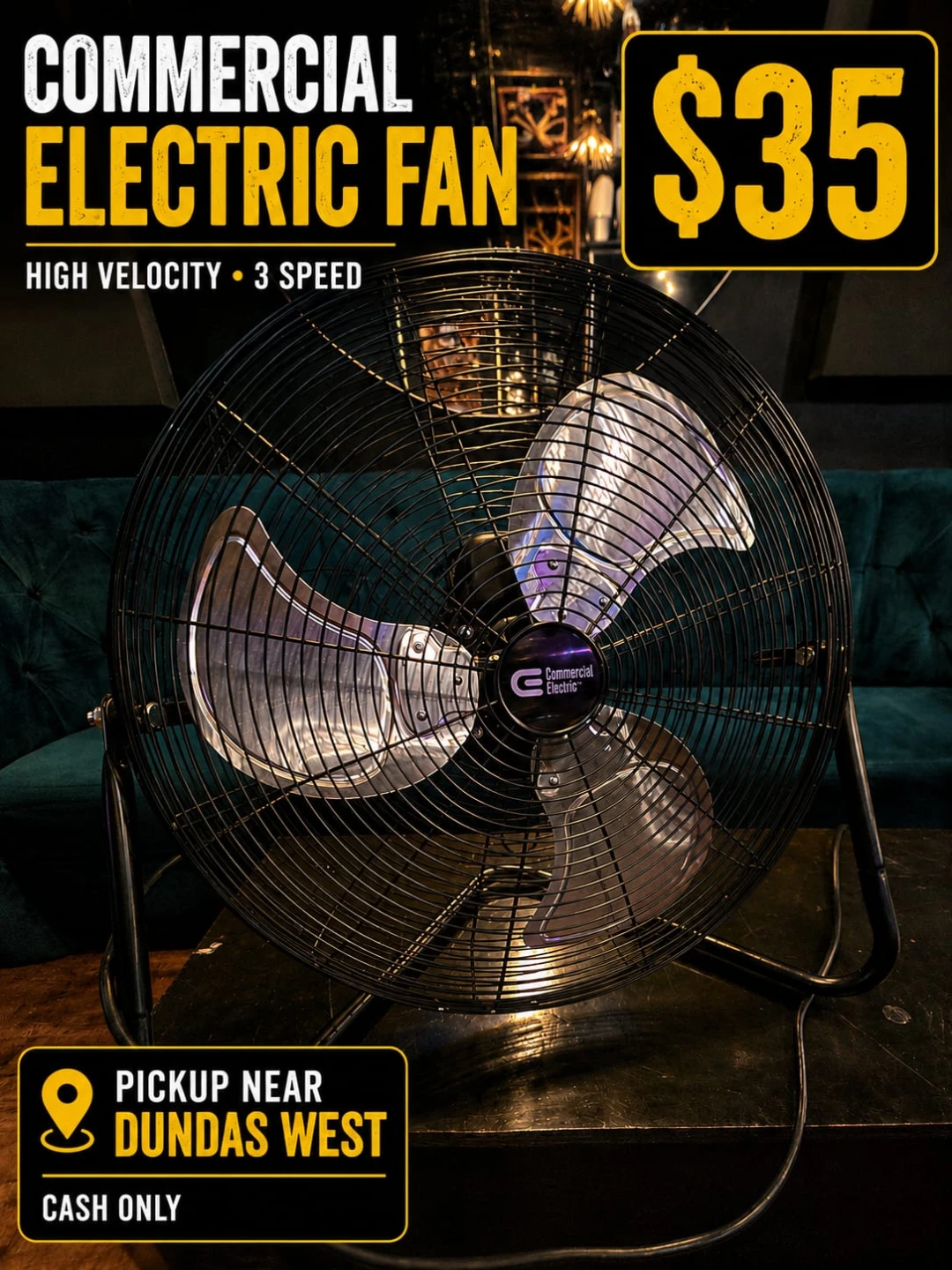 Commercial Electric Fan - High Velocity, 3 Speed