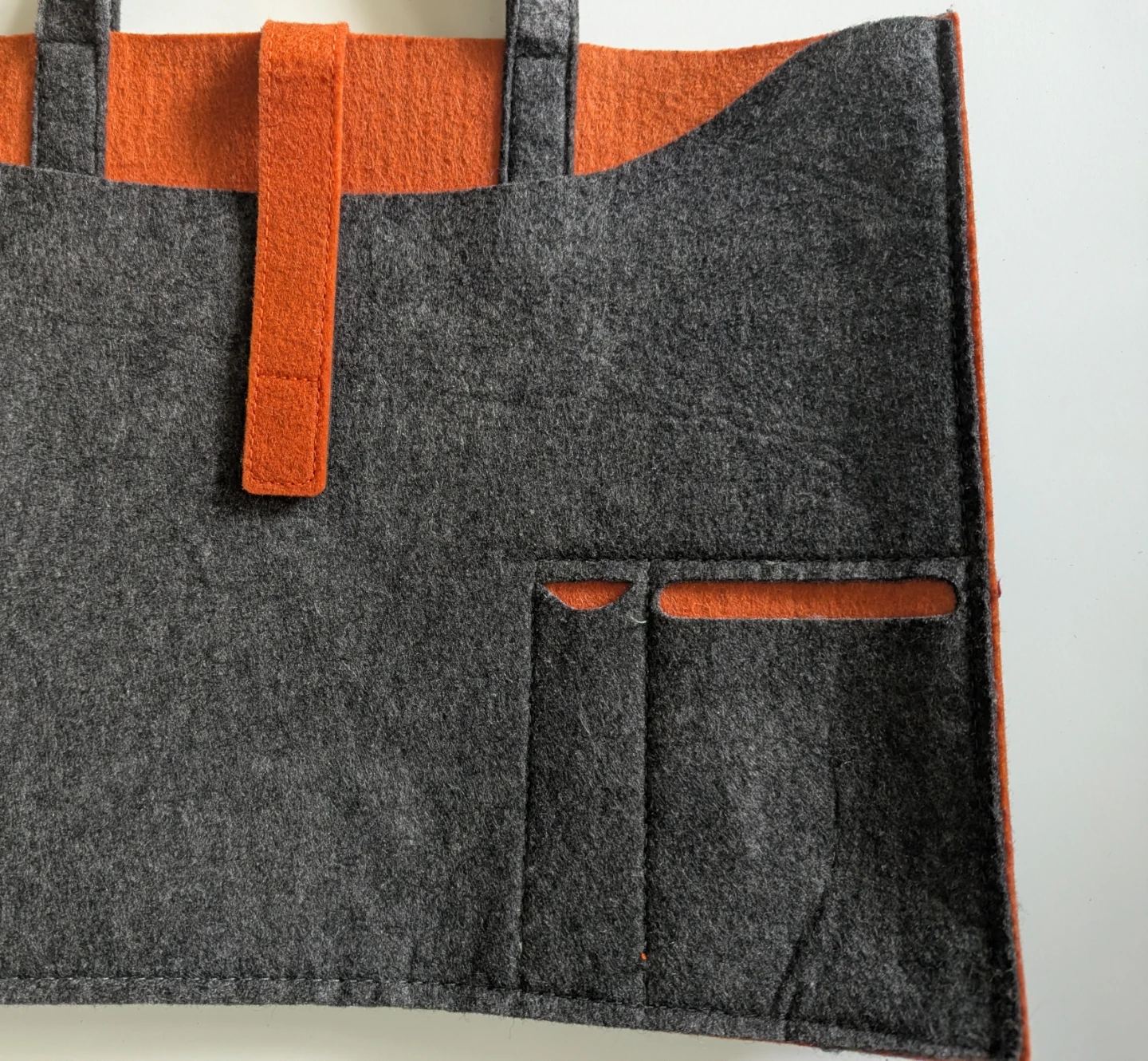 Gray and Orange Felt Tote Bag for Computer - photo 2