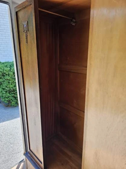 Antique Wood Wardrobe Armoire with Mirror - photo 4