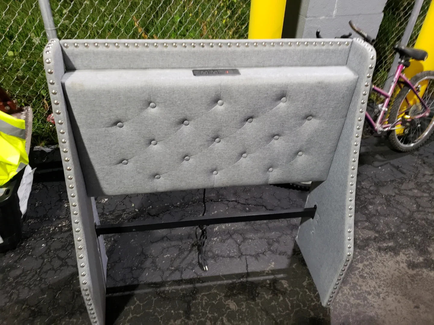 Grey Tufted Headboard with Studs