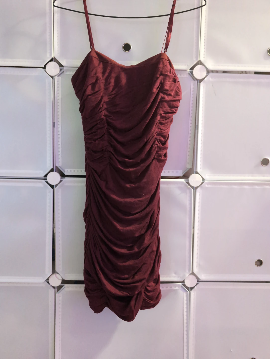 Maroon Ruched Mini Dress