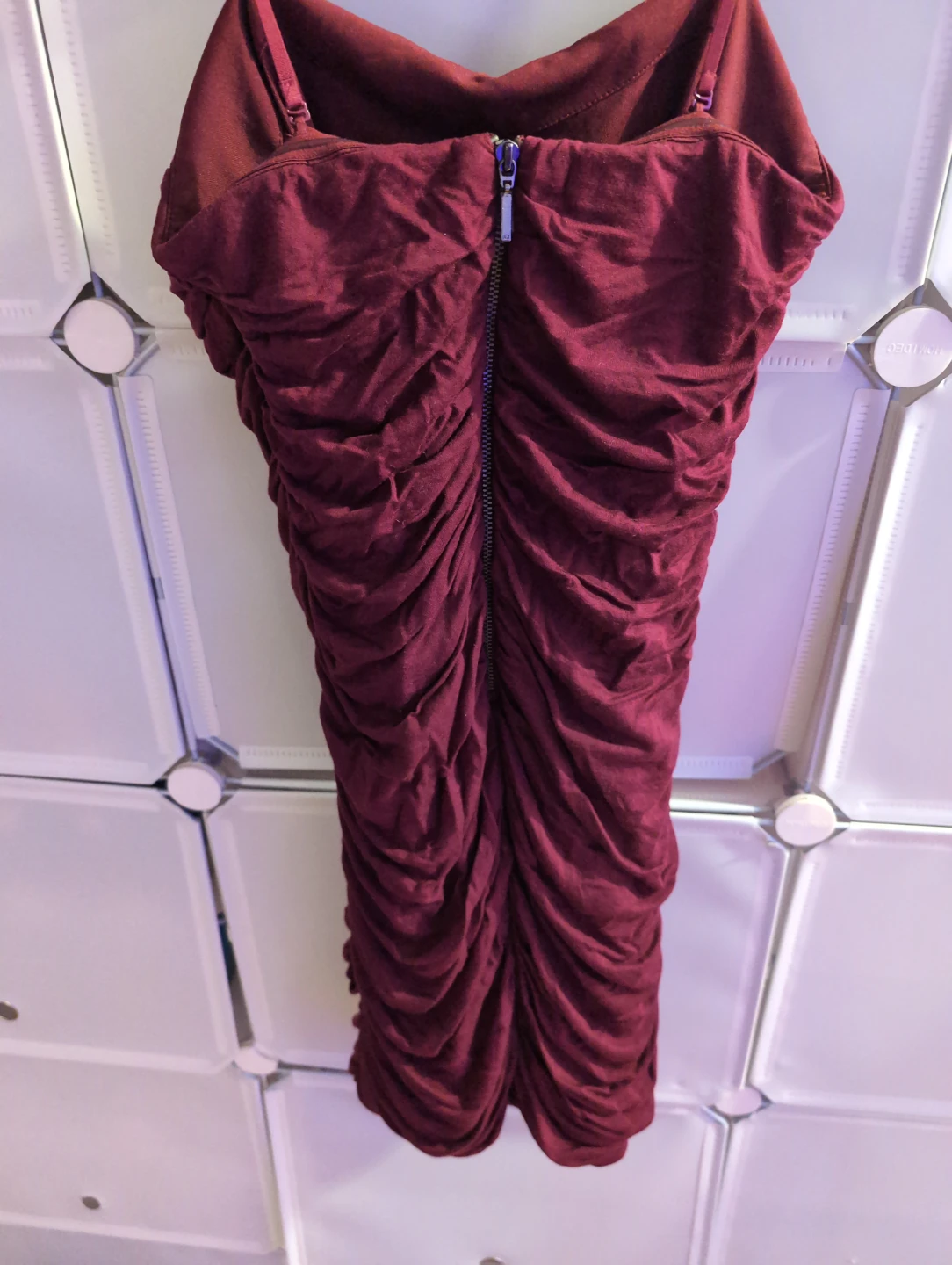 Maroon Ruched Mini Dress - photo 2