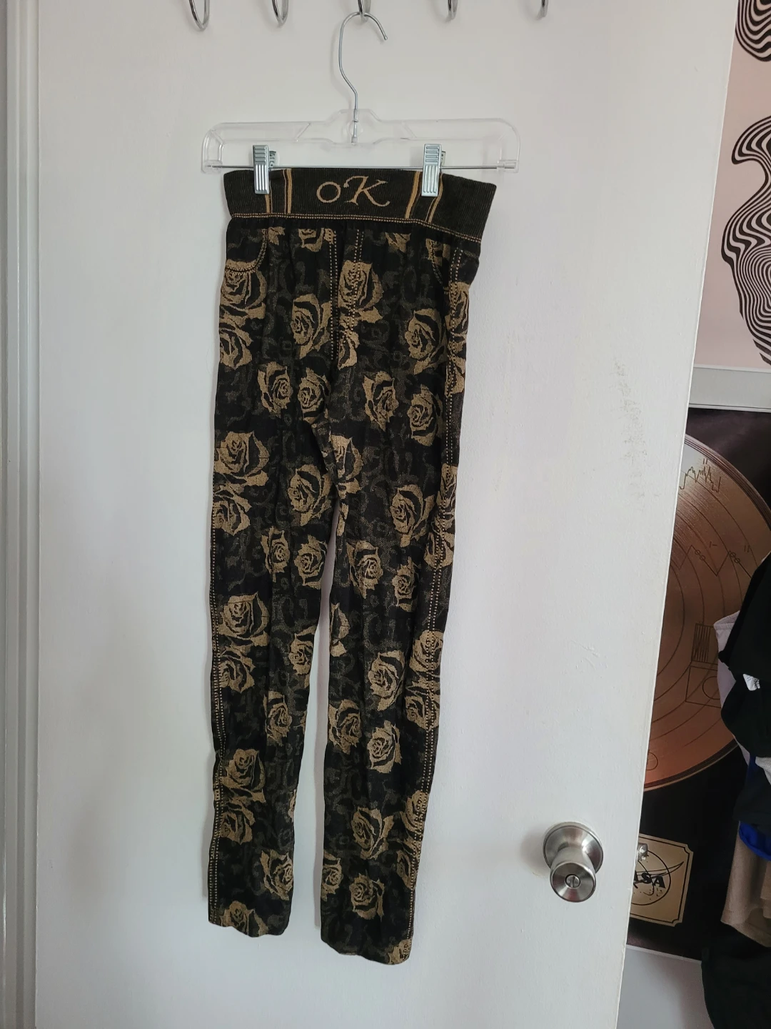 Black & Gold Rose Print Pants