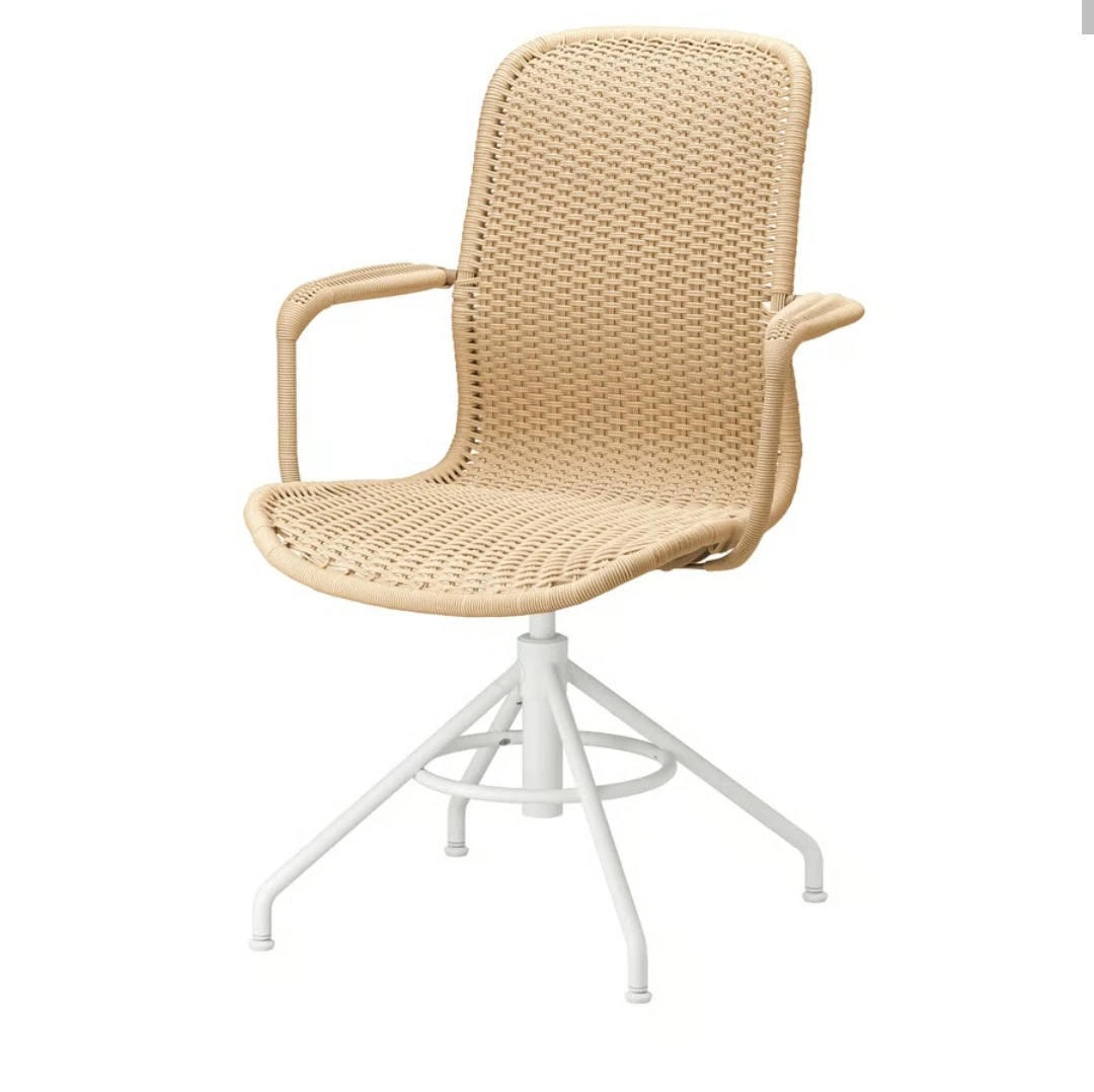 Woven Swivel Chair with White Base