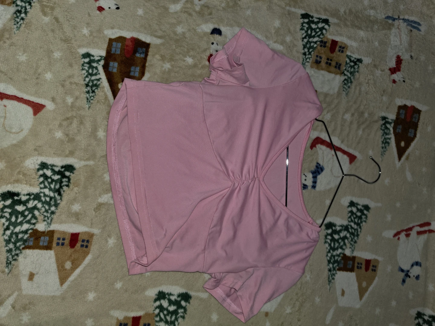 Pink Ruched V-Neck Cropped Top