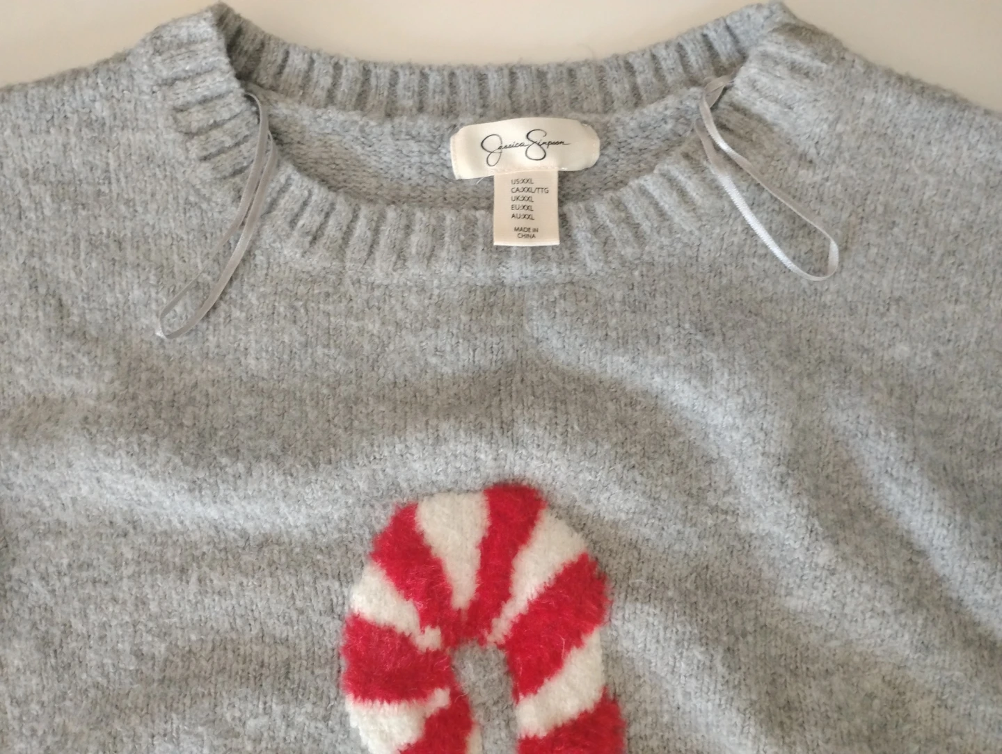 Jessica Simpson Grey Candy Cane Sweater - Size XXL - photo 2