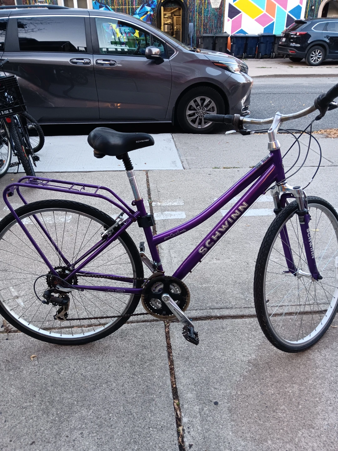 Purple Schwinn Comfort Bike