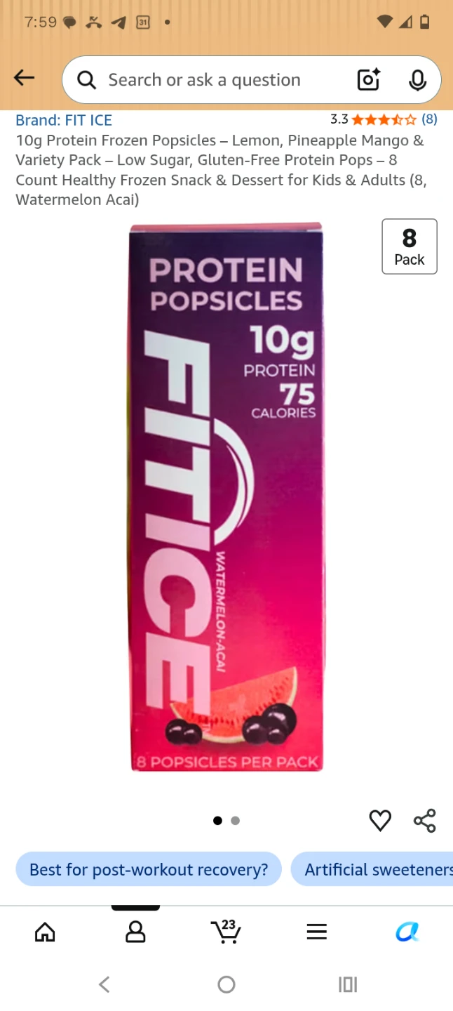 Fit Ice Protein Popsicles - Watermelon Acai - 8 Count - photo 3