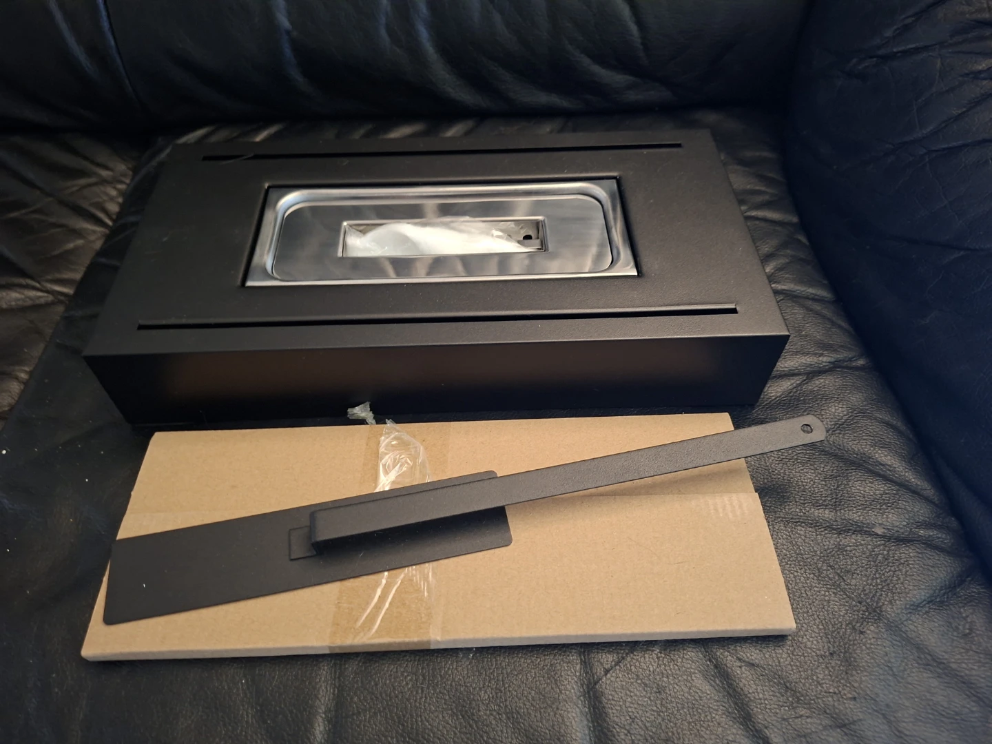 Black Tabletop Fireplace with Flame Snuffer Tool