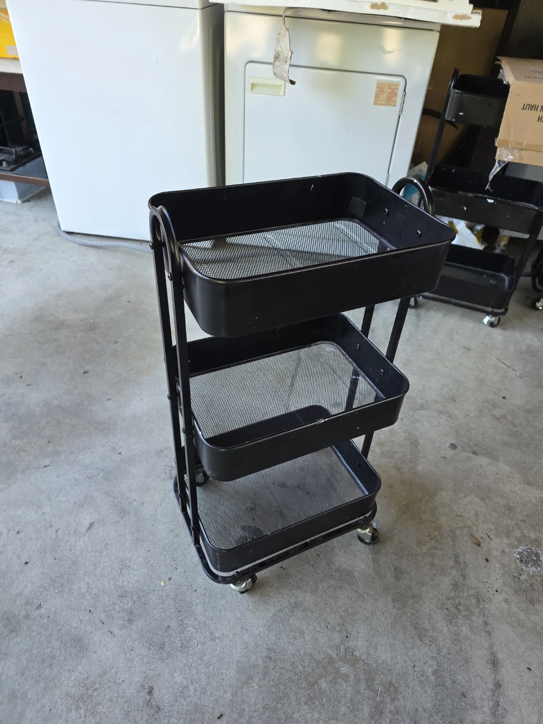 Black 3-Tier Rolling Cart