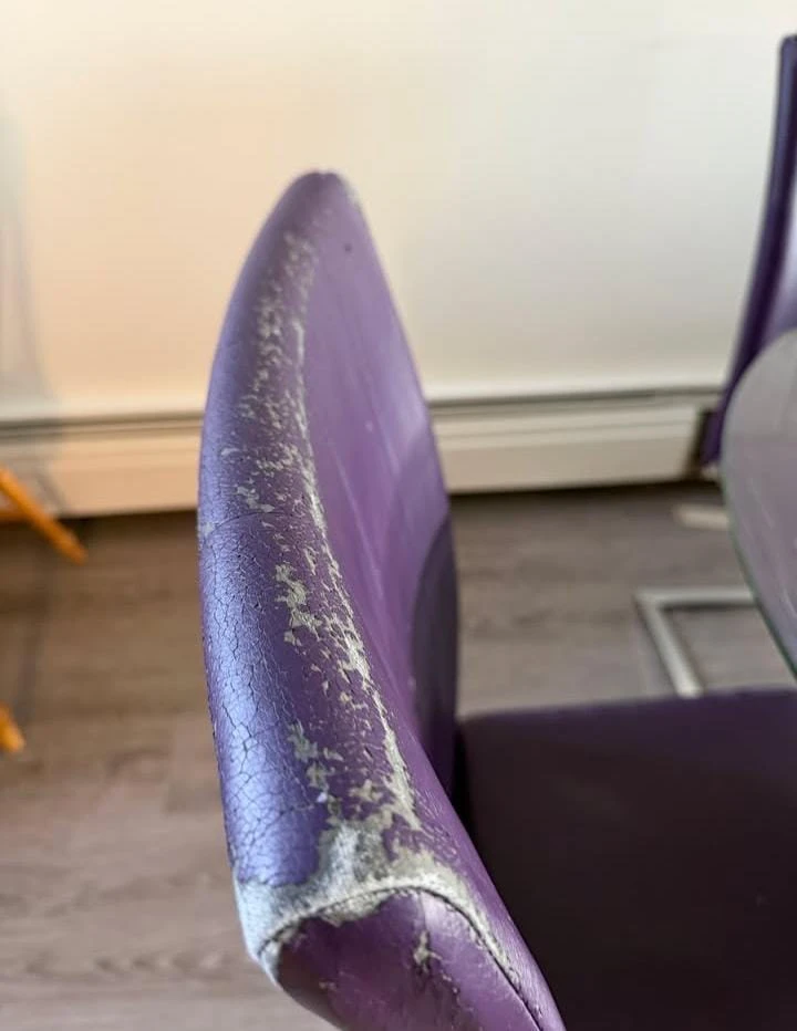 Glass Top Dining Table with 4 Purple Chairs - photo 3
