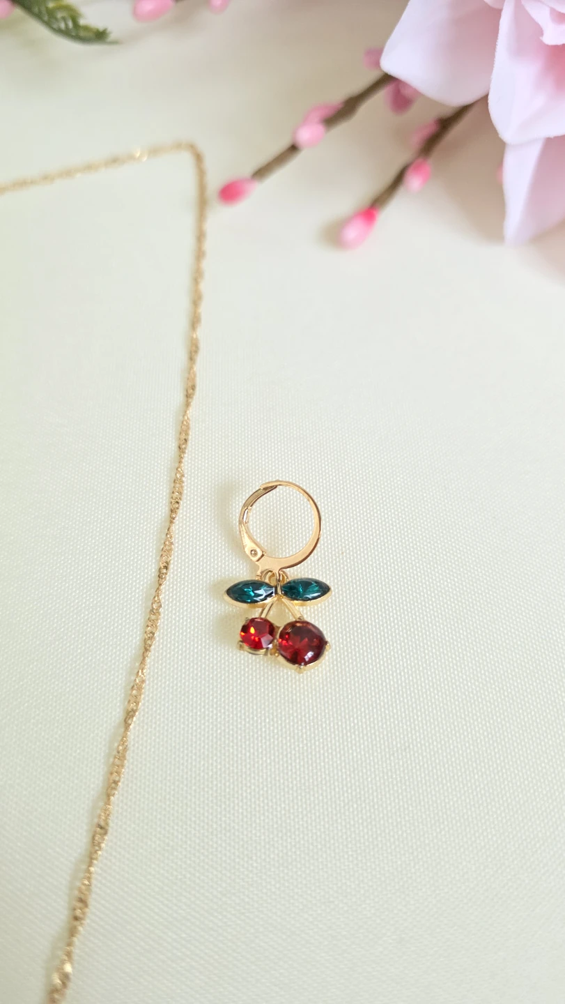 Gold-tone Cherry Necklace and Earring Set - photo 2
