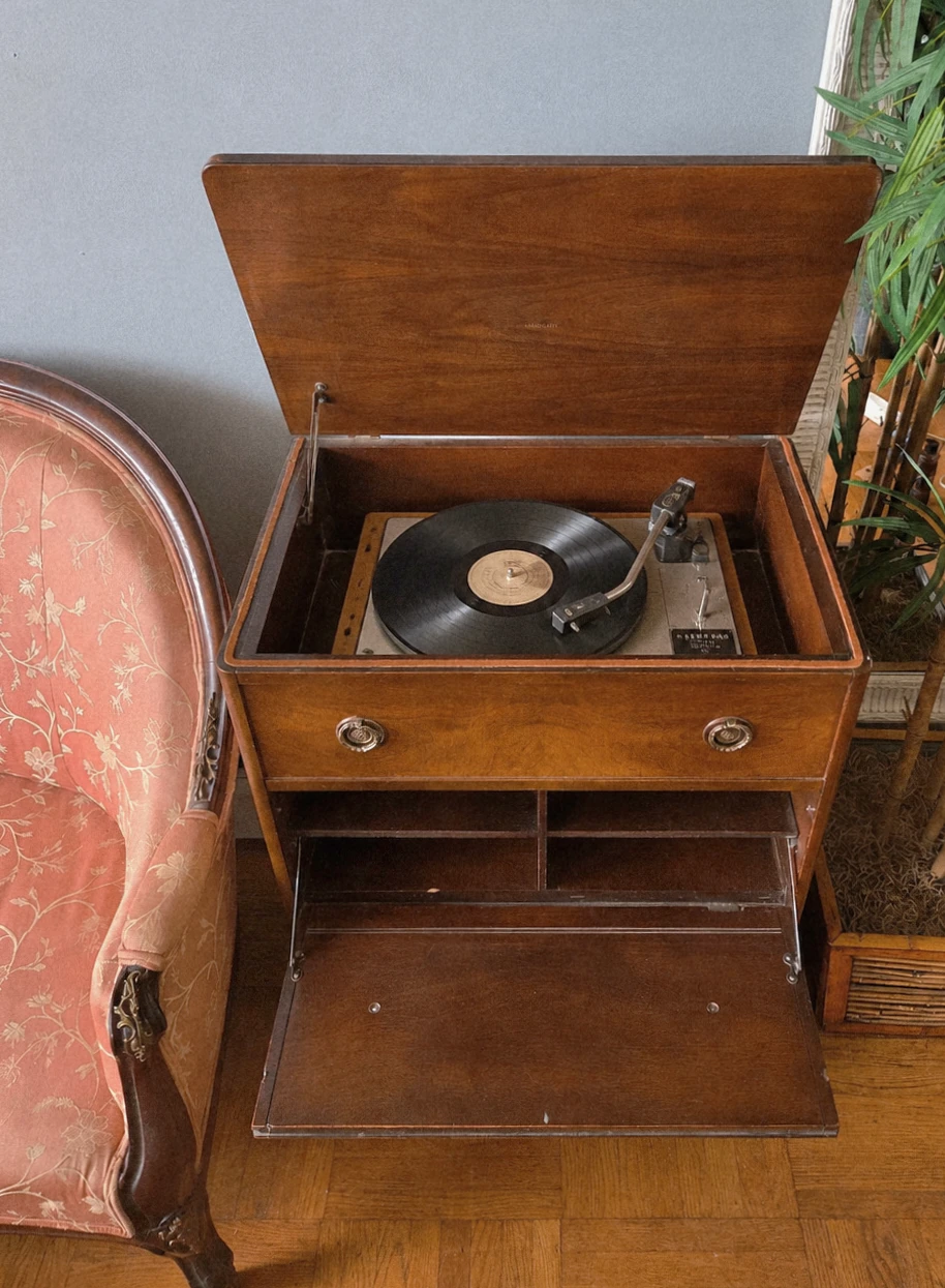 Antique Solid Mahogany Record Player Stand