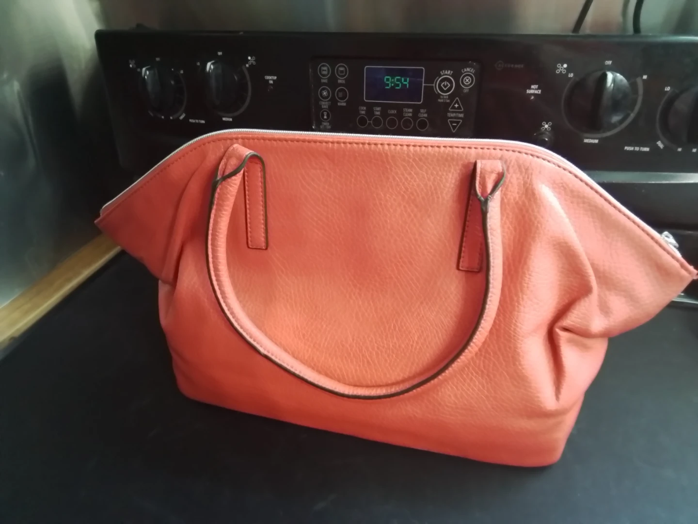 Kenneth Cole Reaction Orange Faux Leather Satchel Handbag - photo 3
